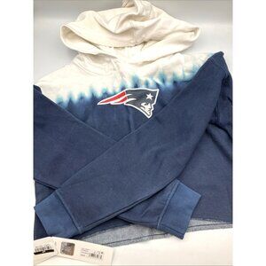 NFL New England Patriots Girls Dip-Dyed Crop Hooded Sweatshirt Blue/White, S